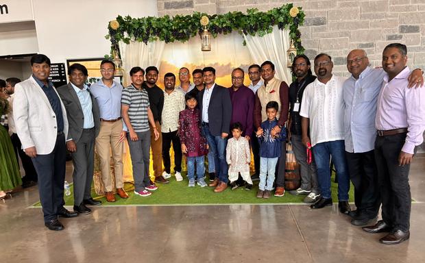 The men of the fellowship at a harvest celebration