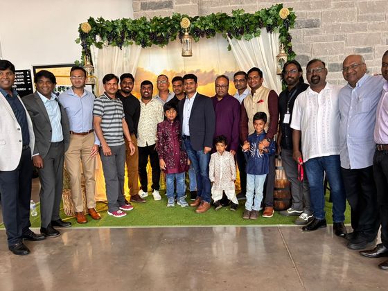 Young adults and men of the fellowship at a celebration